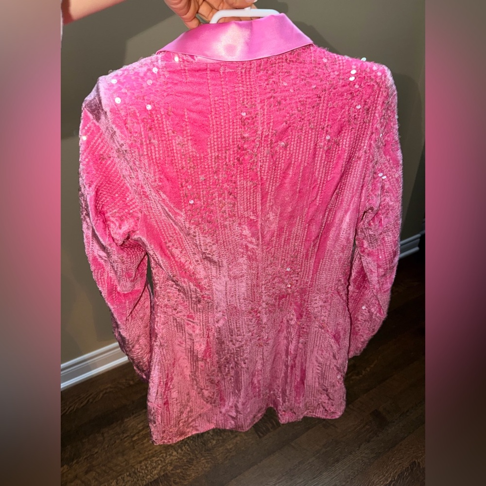 FASHION NOVA Amelia Sequin Blazer Short Dress Pink Like New Worn Once SZ Medium - Picture 12 of 13